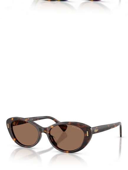 Ralph Lauren Ralph by Ralph Lauren RA5350 Women's Oval Sunglasses, Dark Havana/Brown, Dark Havana/Brown