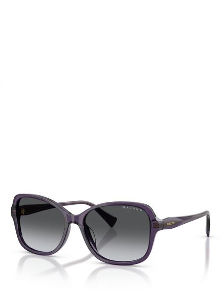 Ralph Lauren Ralph by Ralph Lauren RA5351 Women's Polarised Square Sunglasses, Transparent Blue/Grey, Transparent Blue/Grey