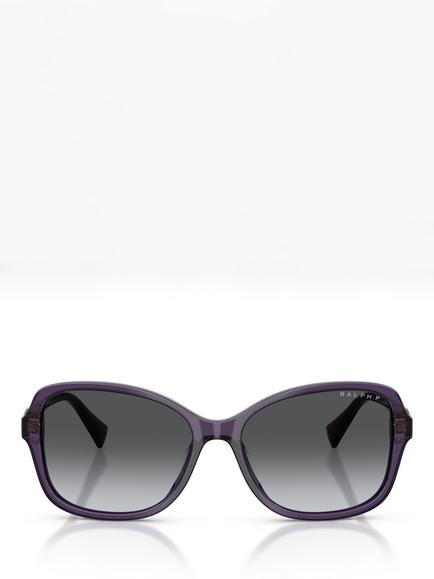 Ralph Lauren Ralph by Ralph Lauren RA5351 Women's Polarised Square Sunglasses, Transparent Blue/Grey - view 2, Transparent Blue/Grey