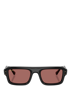 Ray-Ban RB4954 Unisex Rectangular Sunglasses, Black/Brown, Black/Brown