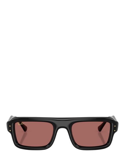 Ray-Ban RB4954 Unisex Rectangular Sunglasses, Black/Brown, Black/Brown