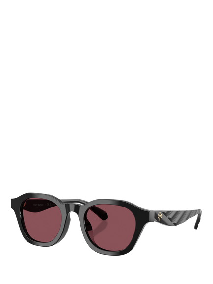 Tory Burch TY7235 Women's Polarised Phantos Sunglasses, Black/Brown, Black/Brown