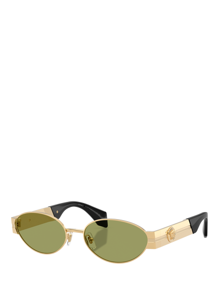 Versace VE2301 Men's Oval Sunglasses, Gold, Gold