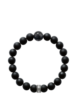 THOMAS SABO Men's Rebel At Heart Beaded Obsidian Sterling Silver Bracelet, Black, Black
