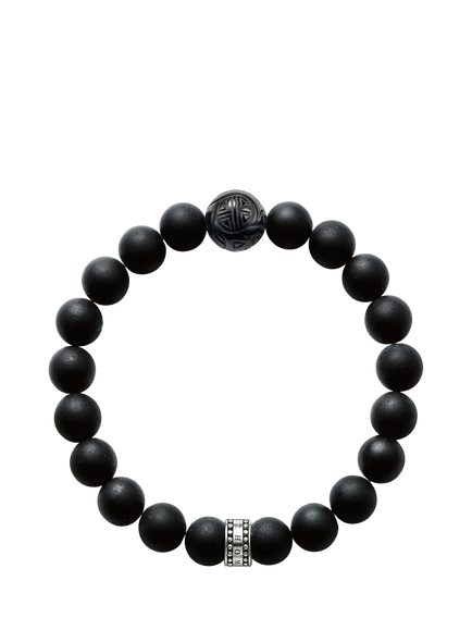 THOMAS SABO Men's Rebel At Heart Beaded Obsidian Sterling Silver Bracelet, Black, Black