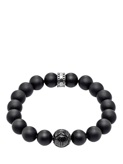 THOMAS SABO Men's Rebel At Heart Beaded Obsidian Sterling Silver Bracelet, Black - view 2, Black