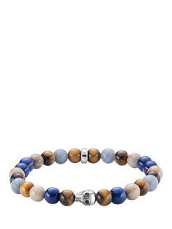 THOMAS SABO Men's Sterling Silver Rebel At Heart Skull Stretch Bracelet, Multi, Multi