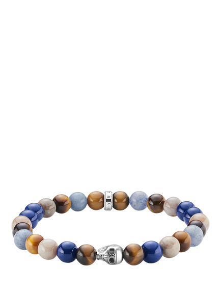THOMAS SABO Men's Sterling Silver Rebel At Heart Skull Stretch Bracelet, Multi, Multi