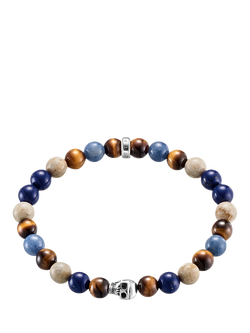 THOMAS SABO Men's Sterling Silver Rebel At Heart Skull Stretch Bracelet, Multi - view 2, Multi