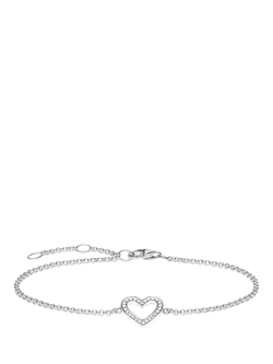 THOMAS SABO Glam & Soul Zirconia Pave Heart Bracelet, Silver, Silver