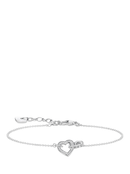 THOMAS SABO Glam & Soul Together Forever Cubic Zirconia Heart and Ring Chain Bracelet, Silver, Silver