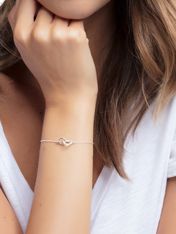 THOMAS SABO Glam & Soul Together Forever Cubic Zirconia Heart and Ring Chain Bracelet, Silver - view 2, Silver