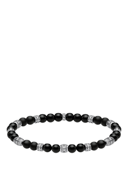 THOMAS SABO Men's Rebel Obsidian Beaded Bracelet, Black/Silver, Black/Silver