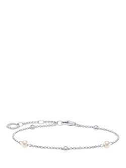 THOMAS SABO Charm Club Cubic Zirconia & Fresh Water Pearl Bracelet, Silver, Silver