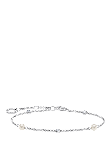 THOMAS SABO Charm Club Cubic Zirconia & Fresh Water Pearl Bracelet, Silver, Silver