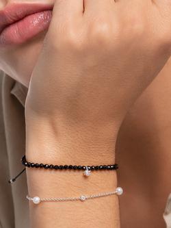 THOMAS SABO Charm Club Cubic Zirconia & Fresh Water Pearl Bracelet, Silver - view 2, Silver