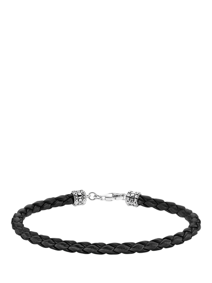 THOMAS SABO Men's Rebel Woven Nappa Leather Bracelet, Black/Silver, Black/Silver