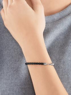 THOMAS SABO Men's Rebel Woven Nappa Leather Bracelet, Black/Silver - view 2, Black/Silver