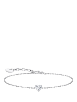 THOMAS SABO Essentials Cubic Zirconia Heart Chain Bracelet, Silver, Silver