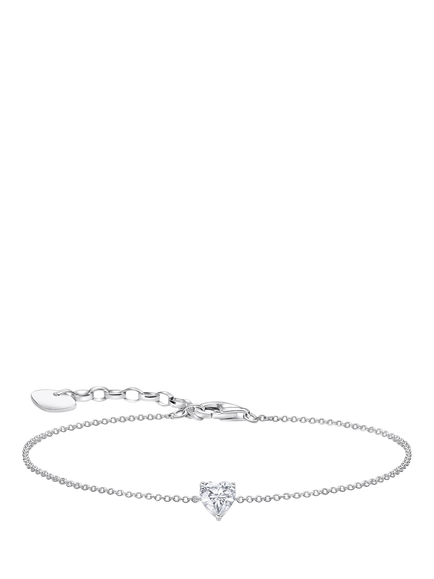 THOMAS SABO Essentials Cubic Zirconia Heart Chain Bracelet, Silver, Silver