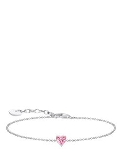 THOMAS SABO Essentials Cubic Zirconia Heart Chain Bracelet, Pink, Pink