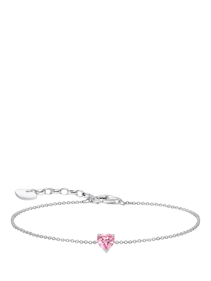 THOMAS SABO Essentials Cubic Zirconia Heart Chain Bracelet, Pink, Pink