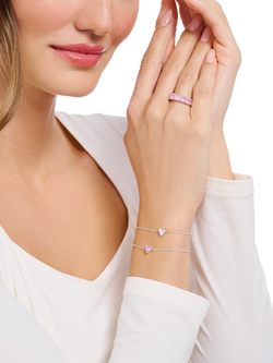 THOMAS SABO Essentials Cubic Zirconia Heart Chain Bracelet, Pink - view 2, Pink
