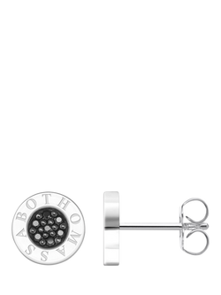 THOMAS SABO Cubic Zirconia Logo Stud Earrings, Silver/Black, Silver/Black
