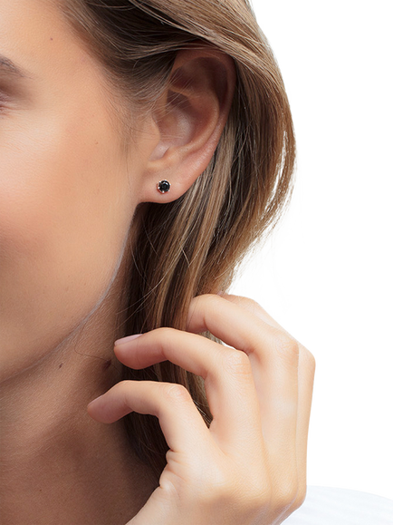 THOMAS SABO Cubic Zirconia Stud Earrings, Silver/Black - view 2, Silver/Black