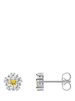 THOMAS SABO Lovely Daisy Zirconia Stud Earrings, Silver, Silver