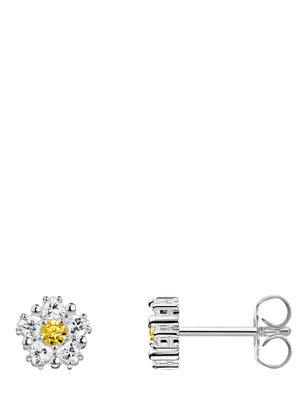 THOMAS SABO Lovely Daisy Zirconia Stud Earrings, Silver, Silver