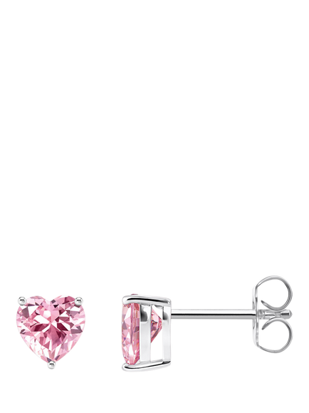 THOMAS SABO Cubic Zirconia Heart Sterling Silver Stud Earrings, Pink, Pink