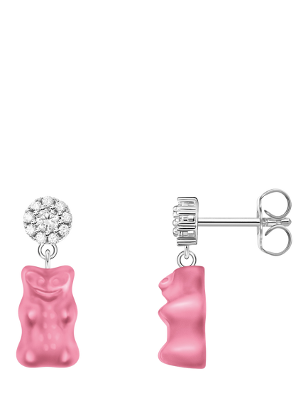 THOMAS SABO x HARIBO Goldbear Stud Earrings, Silver/Pink, Silver/Pink