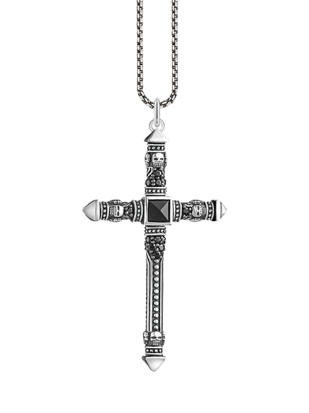 THOMAS SABO Cross Skull Pendant Necklace, Silver, Silver