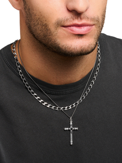 THOMAS SABO Cross Skull Pendant Necklace, Silver - view 2, Silver