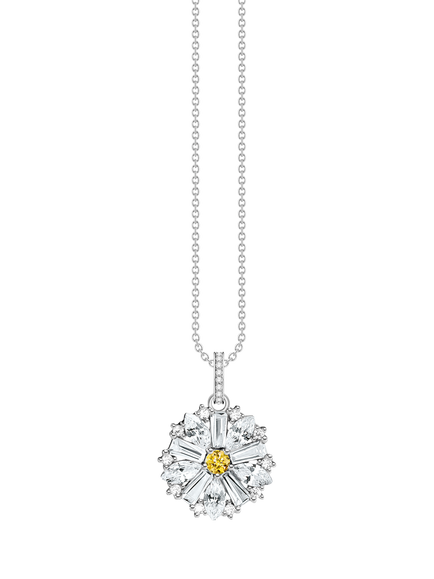 THOMAS SABO Lovely Daisy Zirconia Pendant Necklace, Silver, Silver