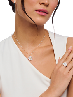 THOMAS SABO Lovely Daisy Zirconia Pendant Necklace, Silver - view 2, Silver
