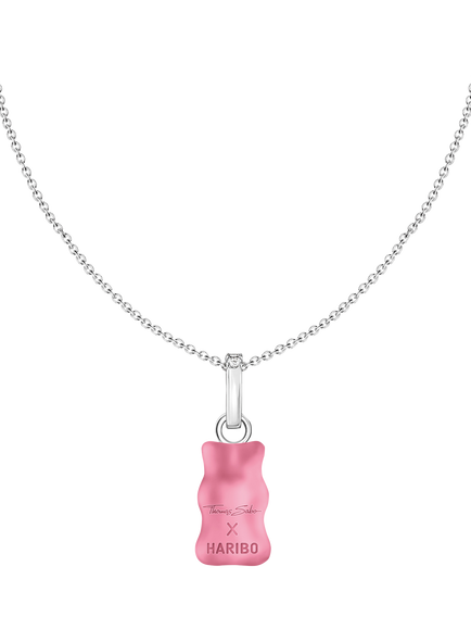 THOMAS SABO x Haribo Goldbear Pendant Necklace, Pink/Silver - view 2, Pink/Silver