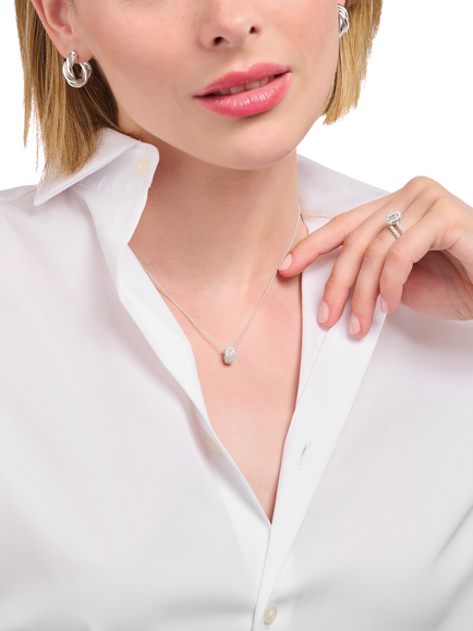 THOMAS SABO Sparkling Circles Pave Cubic Zirconia Loop Pendant Necklace, Silver - view 2, Silver