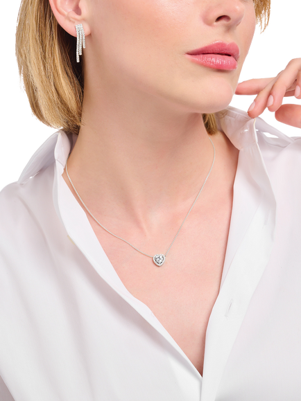 THOMAS SABO Essentials Cubic Zirconia Heart Pendant Necklace, Silver - view 2, Silver