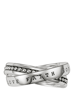 THOMAS SABO Men's Rebel At Heart Love, Faith & Hope Double Band Ring, Silver, Silver