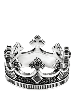 THOMAS SABO Men's Zirconia Crown Ring, Silver - view 2, Silver