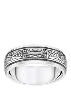 THOMAS SABO Men's Rebel Textured Ring, Silver, Silver