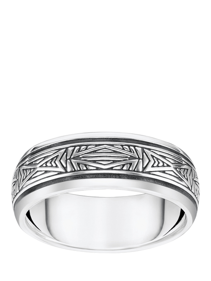 THOMAS SABO Men's Rebel Textured Ring, Silver, Silver