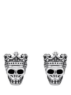 THOMAS SABO Skull Crown Stud Earring, Black / Silver - view 2, Black / Silver