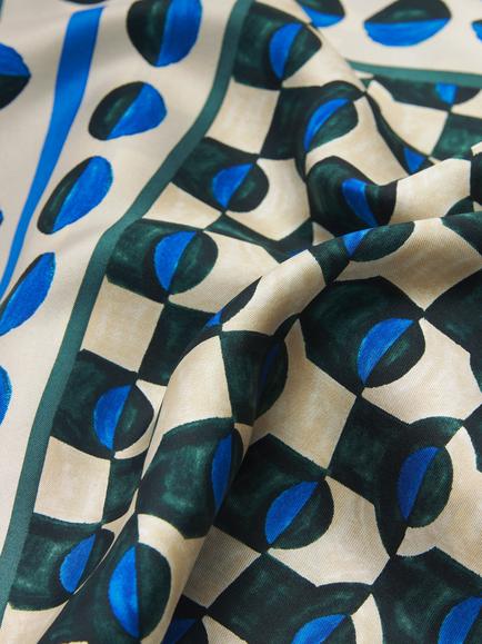 Weekend MaxMara Printed Silk Scarf, Dark Green - view 2, Dark Green