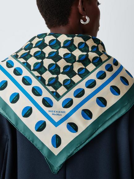 Weekend MaxMara Printed Silk Scarf, Dark Green - view 2, Dark Green