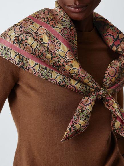 Weekend MaxMara Floral Print Square Foulard Scarf, Pink/Black - view 2, Black