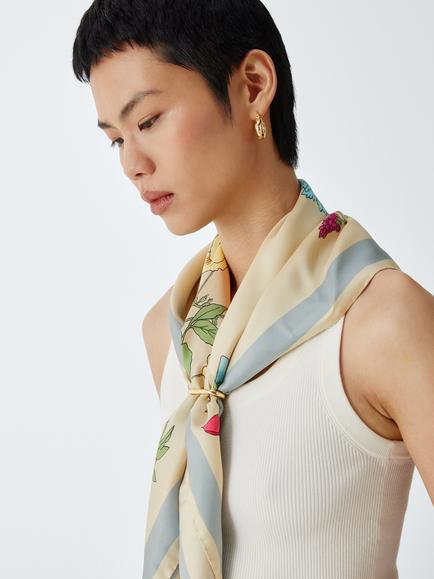 Weekend MaxMara Retro Flower Silk Scarf, Multi, Beige