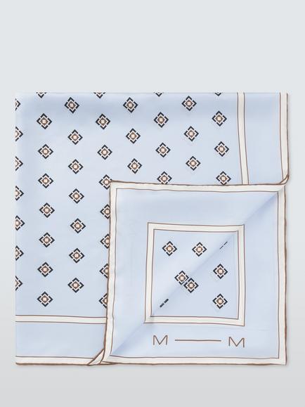 MM by MaxMara Palmi Geometric Print Square Silk Scarf, Light Blue, Light Blue St.crava